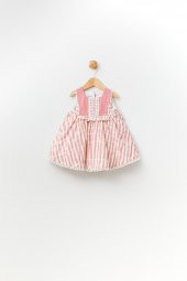 Yaka Detaylı Çizgili Soft Bayramlık Kız Elbise 13642 thumbnail 2