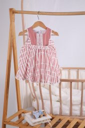 Yaka Detaylı Çizgili Soft Bayramlık Kız Elbise 13642 thumbnail 4