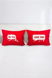 Love You - Me Too Pamuklu Çift Kişilik 50x70 cm Yastık Kılıfı Seti - 1