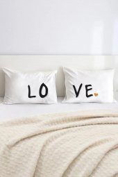 Lo-ve Pamuklu Çift Kişilik 50x70 cm Yastık Kılıfı Seti - 1