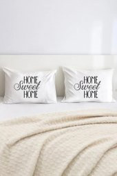 Home Sweet Home Pamuklu Çift Kişilik 50x70 cm Yastık Kılıfı Seti - 1