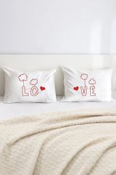 Love / Aşk Pamuklu Çift Kişilik 50x70 cm Yastık Kılıfı Seti - 1
