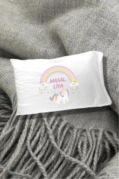 Unicorn Gökkuşağı Pamuklu 30x45 cm Yastık Kılıfı - 1