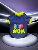 Hediye Paketli, Anneye Hediye, Love Mom Neon, Oval Yaka Tişört Köpek Kıyafeti,Elbisesi, Anneler Günü, Anne - 2