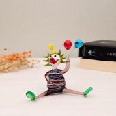 Veraart El Yapımı Murano Cam Balon Tutan Mor Pantolon Palyaço Biblo - 1