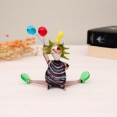 Veraart El Yapımı Murano Cam Balon Tutan Mor Pantolon Palyaço Biblo - 3