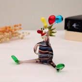 Veraart El Yapımı Murano Cam Balon Tutan Mor Pantolon Palyaço Biblo - 4
