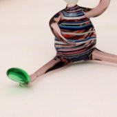 Veraart El Yapımı Murano Cam Balon Tutan Mor Pantolon Palyaço Biblo - 5