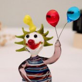 Veraart El Yapımı Murano Cam Balon Tutan Mor Pantolon Palyaço Biblo - 6