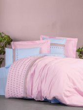 Cotton Box Brode Ranforce Çift Kişilik Nevresim Takımı Tatum Mavi - 1