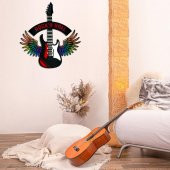 Veraart Epoksili Kişiselleştirilebilir Kanatlı Gitar Figürlü Duvar Dekorlu Gece Lambası 60x55 cm - 5