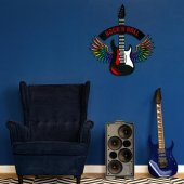 Veraart Epoksili Kişiselleştirilebilir Kanatlı Gitar Figürlü Duvar Dekorlu Gece Lambası 60x55 cm - 10