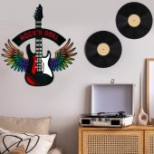 Veraart Epoksili Kişiselleştirilebilir Kanatlı Gitar Figürlü Duvar Dekorlu Gece Lambası 60x55 cm - 11