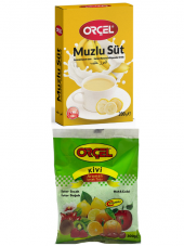 Orçel MuzluSüt 200gr. + Kivi Aromalı İçecek Tozu 300gr. Oralet Çay - 1