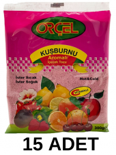 Orçel Kuşburnu Aromalı İçecek Tozu Oralet Çay 300gr.x 15 Adet - 1