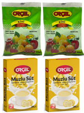 Orçel 2 MuzluSüt + 2 Kivi Aromalı İçecek Tozu Oralet Çay 4 Adet - 1