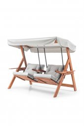 Swing İkiz Kule İki Kişilik Ahşap Dış Mekan Bahçe Balkon Ve Teras Salıncağı Gri - 3