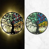 Veraart Epoksili Dört Mevsim Hayat Ağacı Figürlü Duvar Dekorlu Gece Lambası 40 cm - 2
