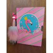 ÇİLEKHOMEAVM  Hediyelik Flamingo Kilitli Hatıra Ve Günlük Defteri PELUŞ Kalem - 1