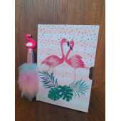 ÇİLEKHOMEAVM  Hediyelik Flamingo Kilitli Hatıra Ve Günlük Defteri PELUŞ Kalem - 3