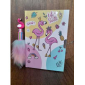 ÇİLEKHOMEAVM  Hediyelik Flamingo Kilitli Hatıra Ve Günlük Defteri PELUŞ Kalem - 4
