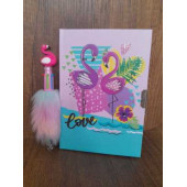 ÇİLEKHOMEAVM  Hediyelik Flamingo Kilitli Hatıra Ve Günlük Defteri PELUŞ Kalem - 5