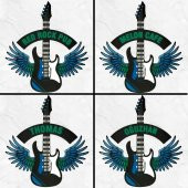 Veraart Epoksili Kişiselleştirilebilir Kanatlı Gitar Figürlü Duvar Dekorlu Gece Lambası Mavi Yeşil 60x55 cm - 5