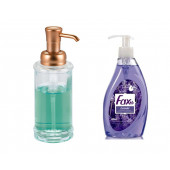 SIA-BOSP025 BAKIR RENK POMPALI CAM SIVI SABUNLUK VE 1 ADET 400 ML SIVI SABUN LAVANTA KOKULU thumbnail 2