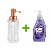 SIA-BOSP025 BAKIR RENK POMPALI CAM SIVI SABUNLUK VE 1 ADET 400 ML SIVI SABUN LAVANTA KOKULU thumbnail 3