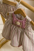 Babydola Çiçek Detaylı Kız Bebek Çocuk Bayramlık Elbise 2'li Set 13792 - 7