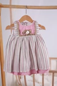 Babydola Çiçek Detaylı Kız Bebek Çocuk Bayramlık Elbise 2'li Set 13792 - 10