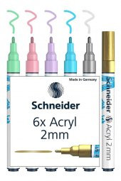 Akrilik Markör 2mm 6 Pastel Parlak Renkler Set 1 Paket Metal Cam Mantar Plastik Kumaş Deri Beton Boyama İçin İdeal - 6