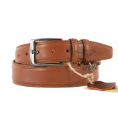 Parscraft Hakiki Deri Dikişli Taba Erkek Kemer 35 cm Klasik Kumaş Pantolon Kemeri - 1