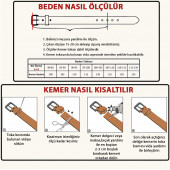 Parscraft Hakiki Deri Dikişli Taba Erkek Kemer 35 cm Klasik Kumaş Pantolon Kemeri - 5