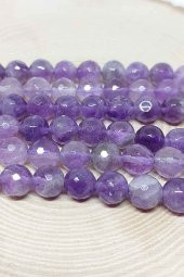 Ametist Taşı Açık Renk Faset Kesim Dizi 8mm thumbnail 1