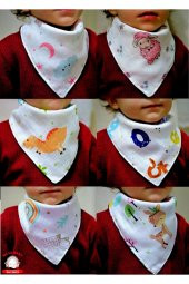 100 Organik Pamuk Çift Katlı Müslin Kumaş Iki Çıtçıtlı Bebek Salya Önlük & Fular - 1
