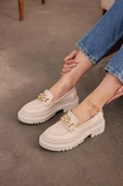 Zincir Detaylı Makosen Günlük Babet Rahat Kadın Loafer Ayakkabı - 11