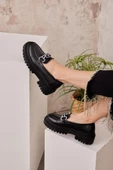 Zincir Detaylı Makosen Günlük Babet Rahat Kadın Loafer Ayakkabı - 8