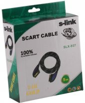 S-link SLX-937 Scart To Scart  5mt Gold Kılıflı Kablo - 1
