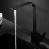 Venita Siyah Mutfak Bataryası Sıcak Soğuk Çift Su Girişli Kare Mutfak Bataryası Soft - 5