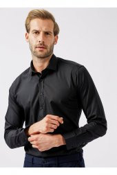 Klasik Yaka Düz Siyah Erkek Gömlek Gm1007100495 thumbnail 1