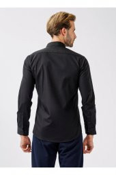 Klasik Yaka Düz Siyah Erkek Gömlek Gm1007100495 thumbnail 4