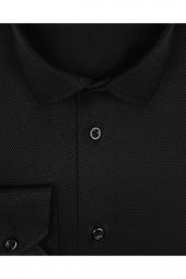 Dar Kalıp Armür Desenli Mavi Erkek Gömlek thumbnail 4