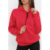 Kırmızı  Kapüşonlu Sweatshirt Kadın - 1