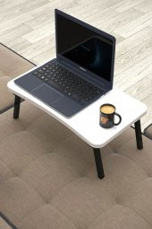 Mobezzo Laptop Sehpası Seyyar Kahvaltı Masası Katlanır Çalışma Sehpası Beyaz - 2