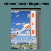 Coofbe 120CM Döndürülebilir Uzunluk Ayarlı Çift Taraflı Cam Silme Fırçası Elastik Başlık Mikrofiber Fırça - 3