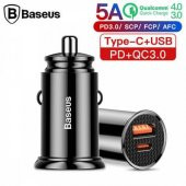 Baseus 30W Araç Çakmaklık Şarjı Usb Typc-e Girişli Araç Şarjı Çift Giriş İphone Samsung Huawei Şarj - 2