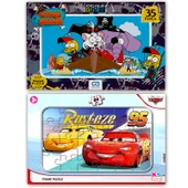 Cars Şimşek Mc queen ile Kral Şakir Puzzle/Yapboz 2 li Set (24+35) - 1