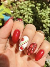 Mini Çilekler Tırnak Dövmesi, Tırnak Tattoo, Nail Art, Tırnak Sticker - 1