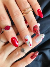 Mini Çilekler Tırnak Dövmesi, Tırnak Tattoo, Nail Art, Tırnak Sticker - 3